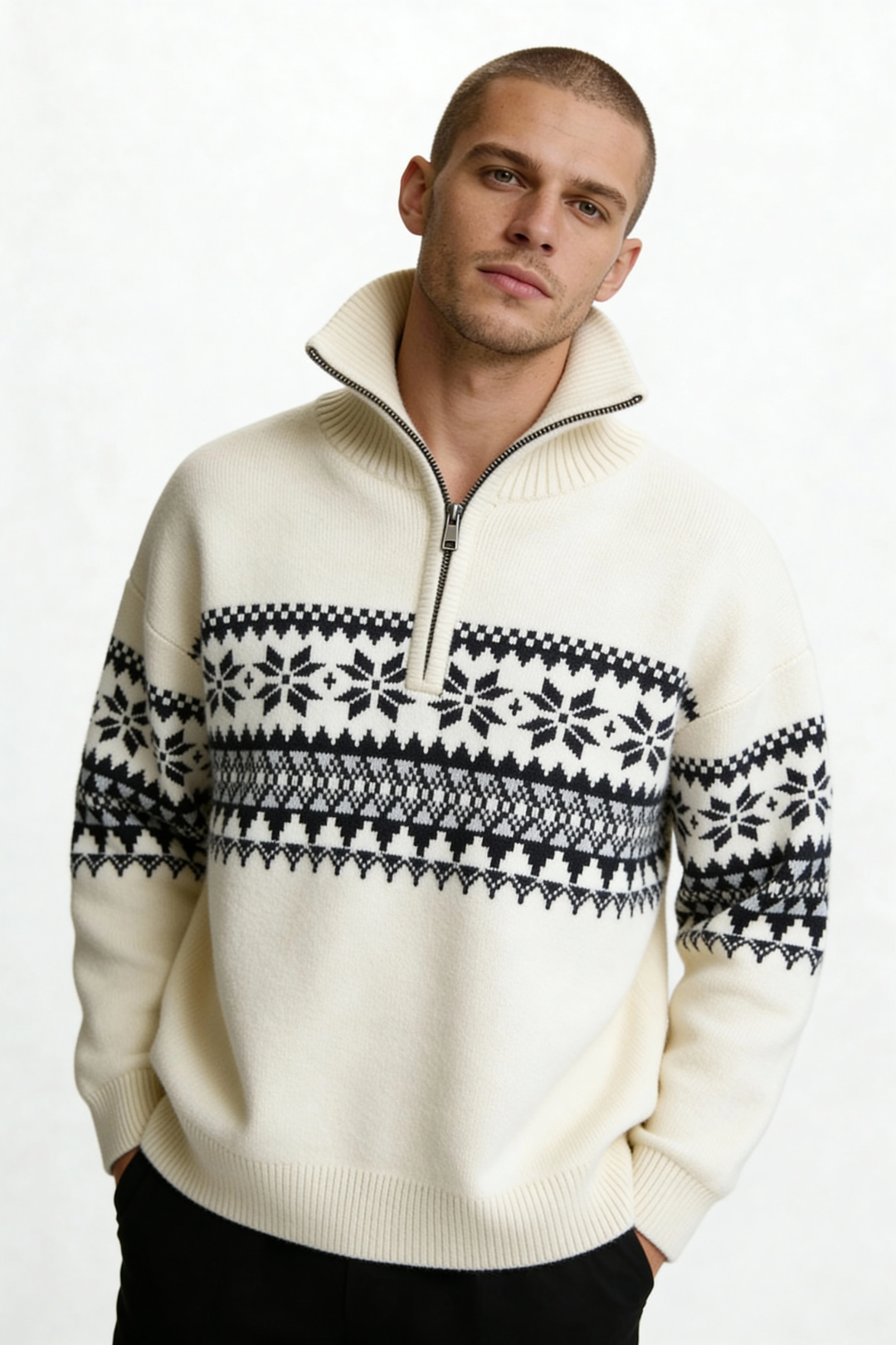 Ceilo Men Quarter-Zip Sweater - Ivory · Oliver Bradley