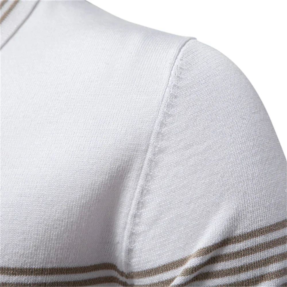 Clarke London Short-Sleeve Zip Polo Shirt Slim Fit With Stripes · Oliver Bradley