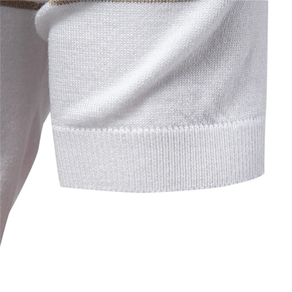 Clarke London Short-Sleeve Zip Polo Shirt Slim Fit With Stripes · Oliver Bradley