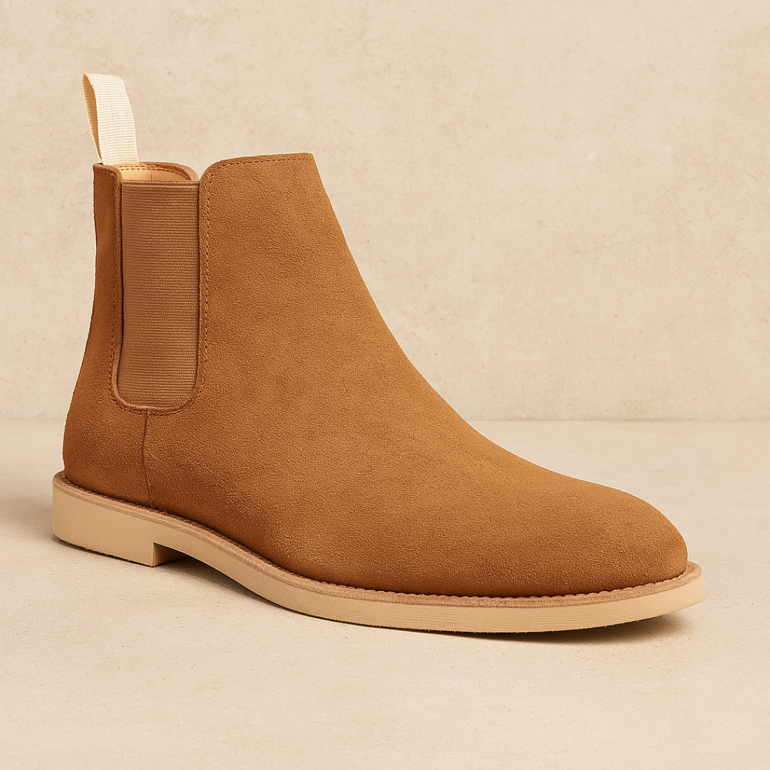 Classic Suede Chelsea Boots for Men – Black Slip-On Boots with Elastic Sides for All-Season Versatility