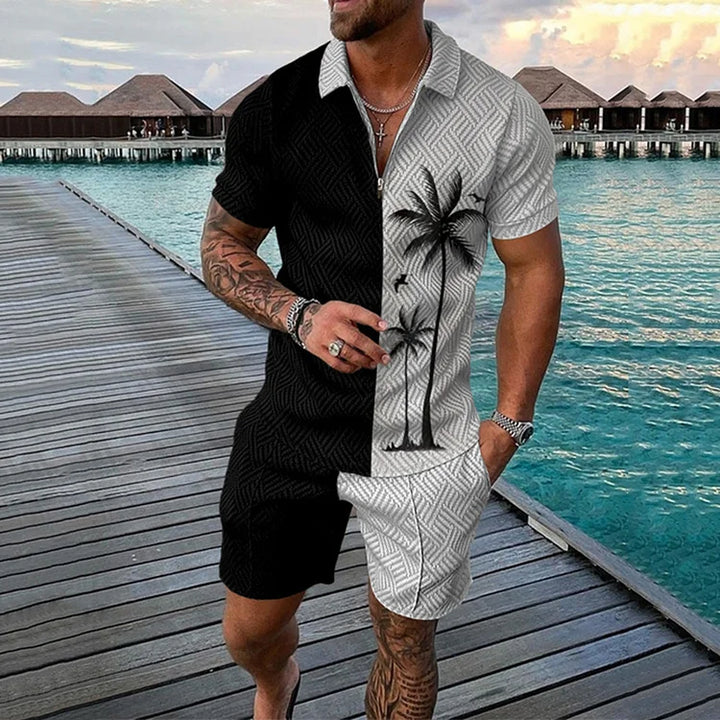 Coconut Tree Polo Shirt And Shorts Co-Ord · Oliver Bradley
