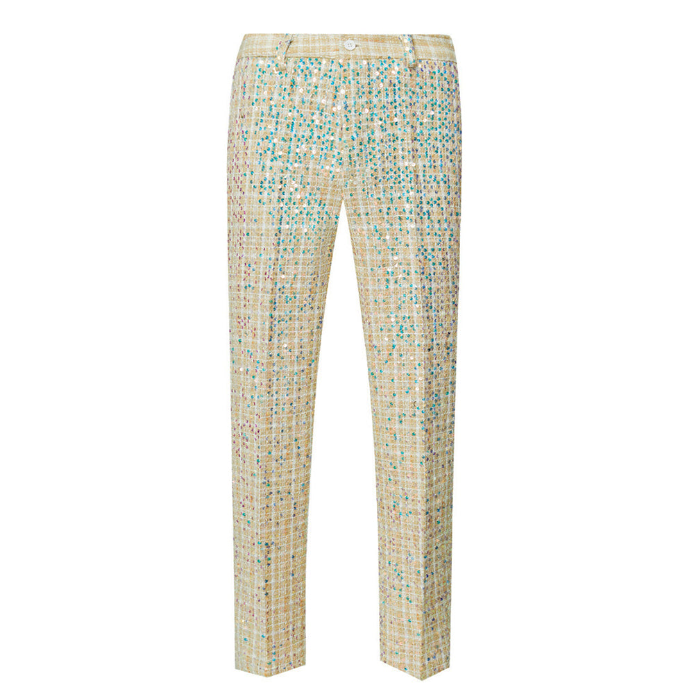 【combination Special】Men’s Linen Sparkle Gridline Champagne Pants · Oliver Bradley