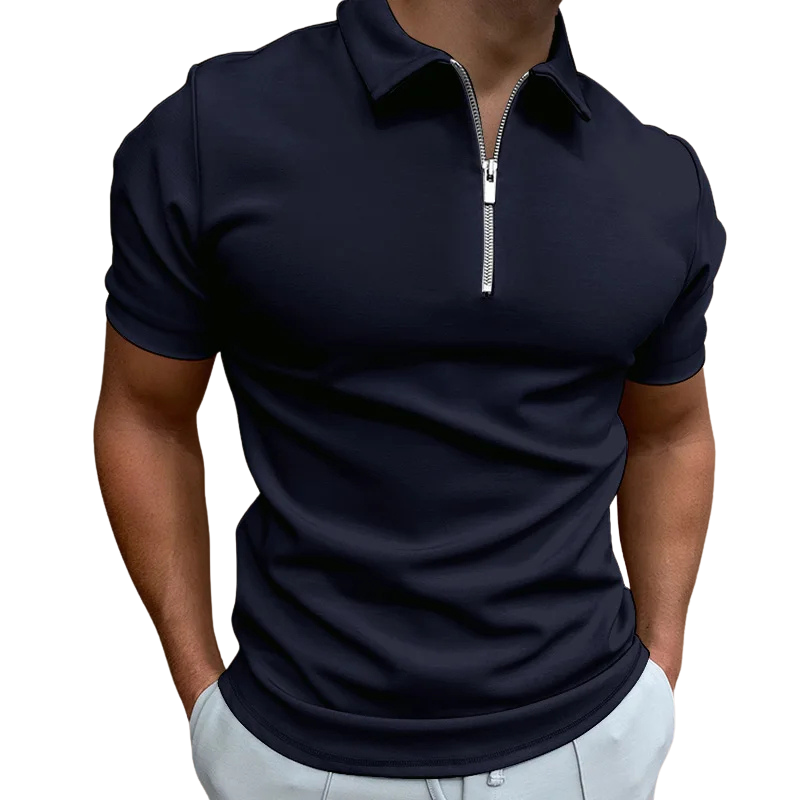 Dario Slim-Fit Knit Polo with Contemporary Mid-Zip Design · Oliver Bradley