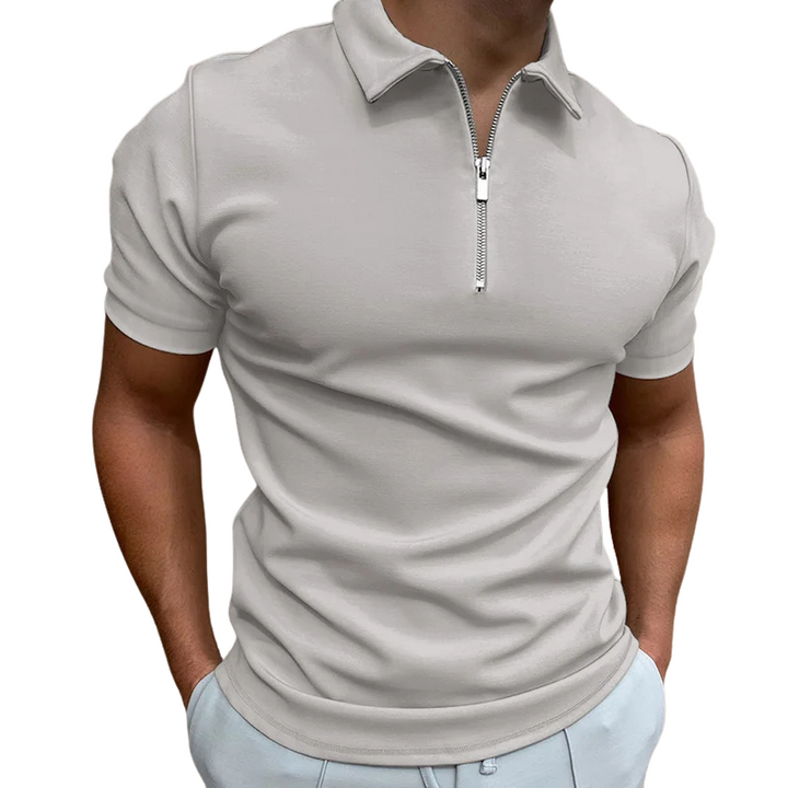 Dario Slim-Fit Knit Polo with Contemporary Mid-Zip Design · Oliver Bradley