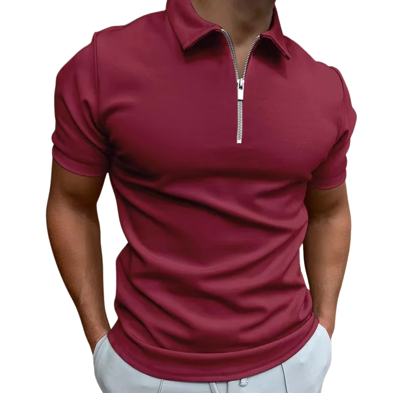 Dario Slim-Fit Knit Polo with Contemporary Mid-Zip Design · Oliver Bradley