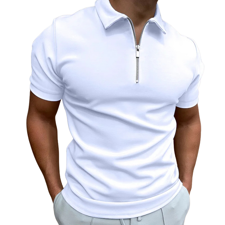 Dario Slim-Fit Knit Polo with Contemporary Mid-Zip Design · Oliver Bradley