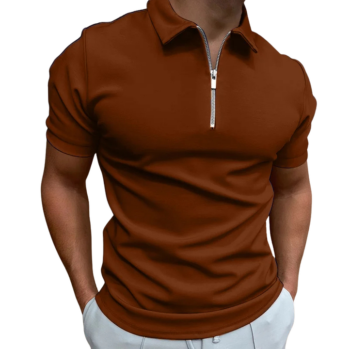 Dario Slim-Fit Knit Polo with Contemporary Mid-Zip Design · Oliver Bradley