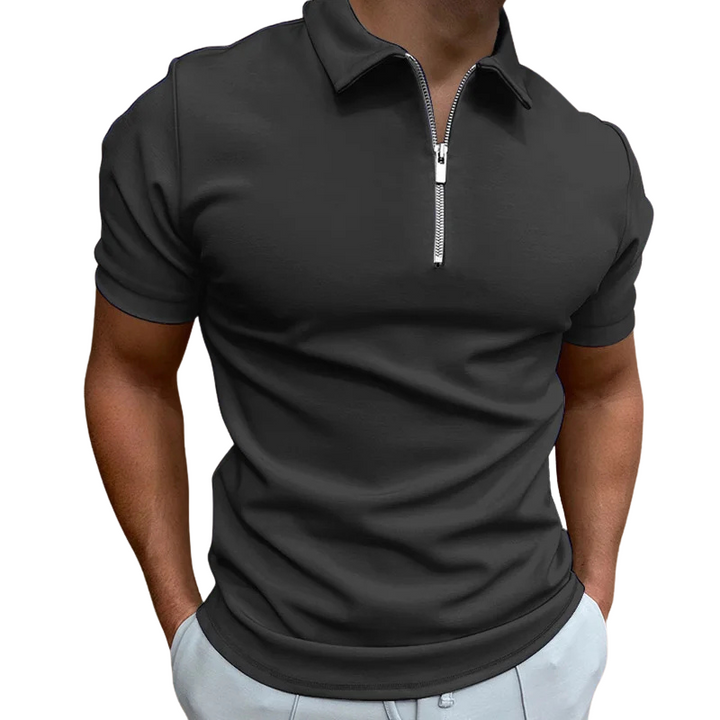 Dario Slim-Fit Knit Polo with Contemporary Mid-Zip Design · Oliver Bradley