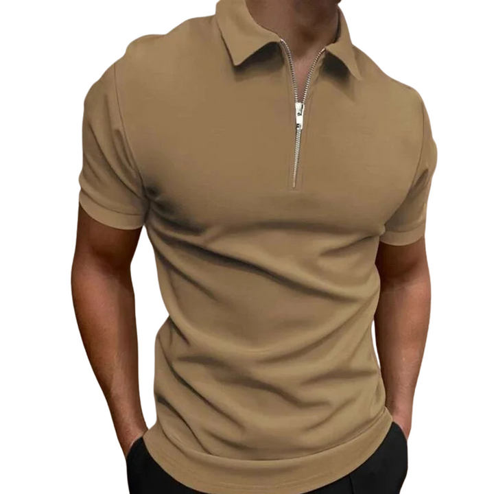 Dario Slim-Fit Knit Polo with Contemporary Mid-Zip Design · Oliver Bradley