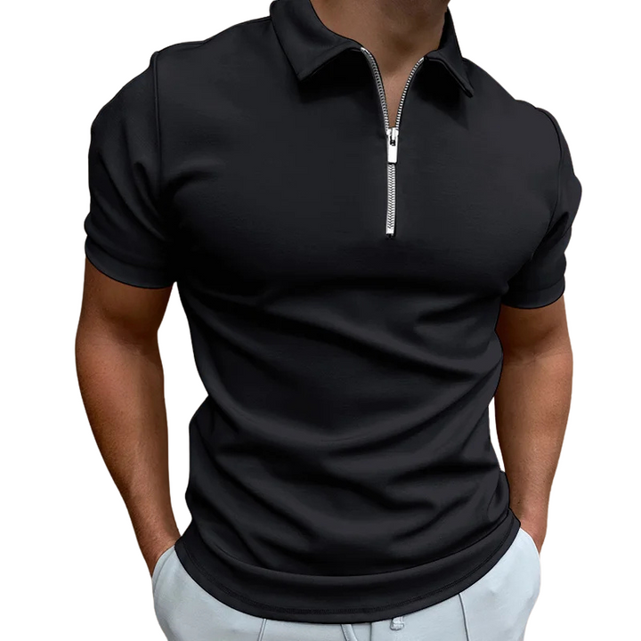 Dario Slim-Fit Knit Polo with Contemporary Mid-Zip Design · Oliver Bradley