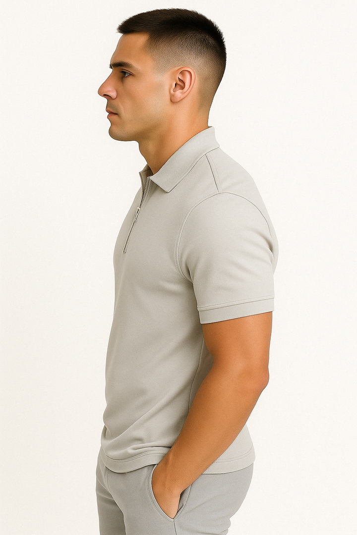 Dario Slim-Fit Knit Polo with Contemporary Mid-Zip Design · Oliver Bradley