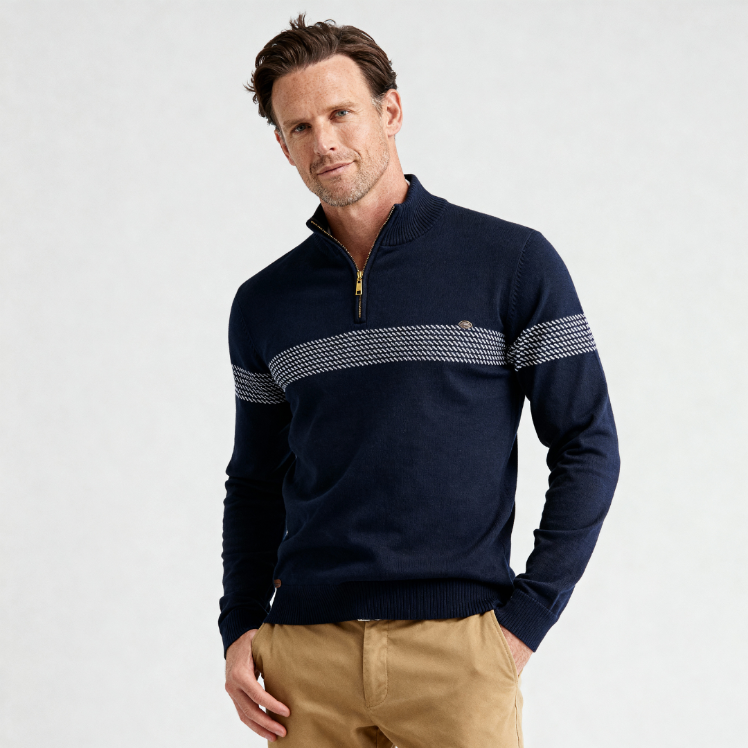 Durham Heritage Stripe Men Half Zip Sweater · Oliver Bradley