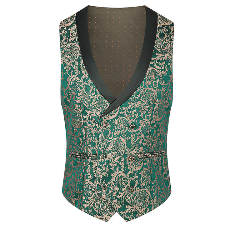 Emerald & Gold Damask Jacquard Tuxedo (3-Piece) · Oliver Bradley