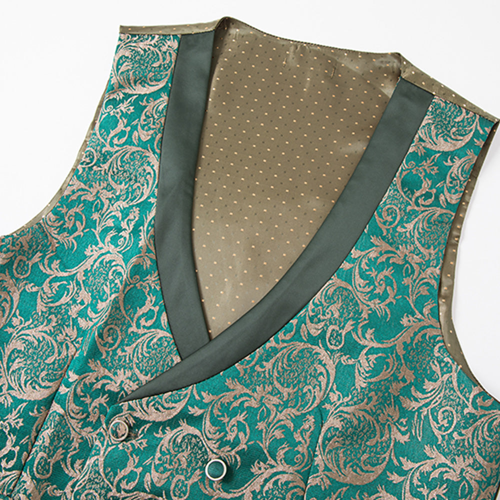 Emerald & Gold Damask Jacquard Tuxedo (3-Piece) · Oliver Bradley
