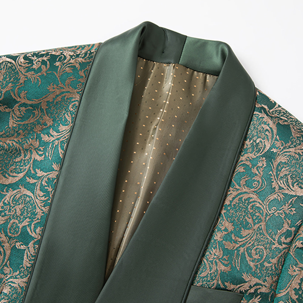 Emerald & Gold Damask Jacquard Tuxedo (3-Piece) · Oliver Bradley
