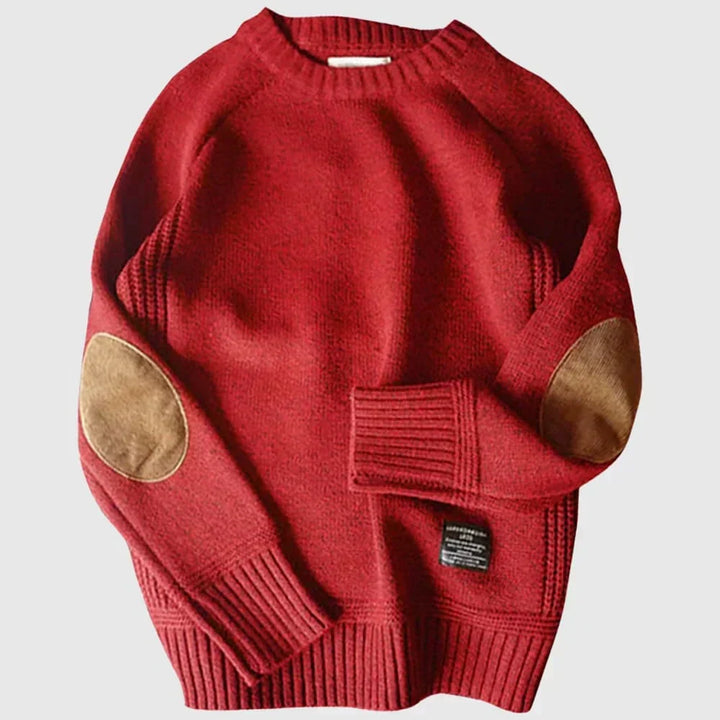 Fabian | Herren Klassischer Strickpullover mit Ellbogenpatches für den Winter · Oliver Bradley