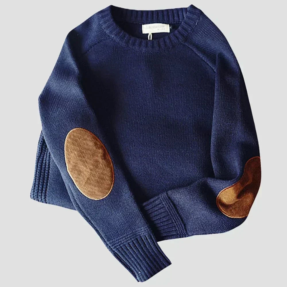 Fabian | Herren Klassischer Strickpullover mit Ellbogenpatches für den Winter · Oliver Bradley