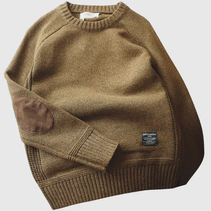 Fabian | Herren Klassischer Strickpullover mit Ellbogenpatches für den Winter · Oliver Bradley