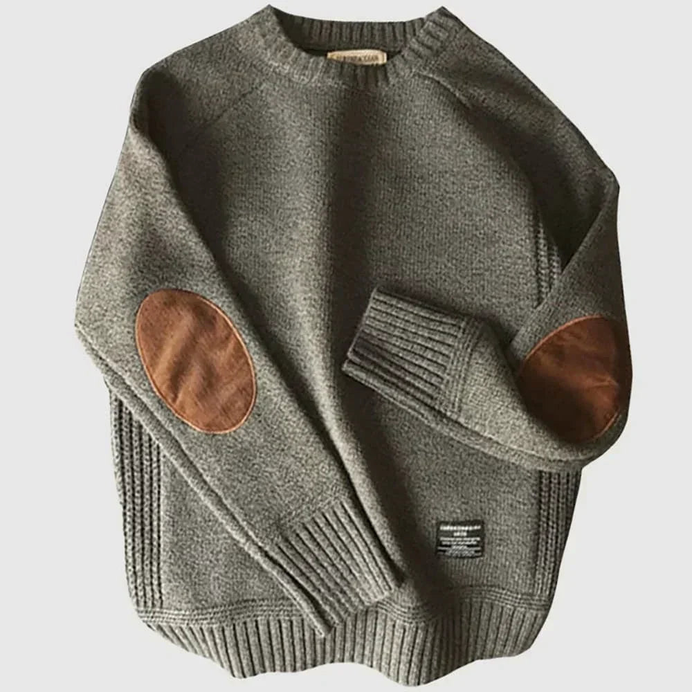Fabian | Herren Klassischer Strickpullover mit Ellbogenpatches für den Winter · Oliver Bradley