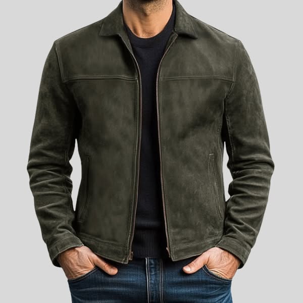 Fynn Men’s Leather Jacket – Classic Zip-Up Outerwear | Timeless Modern Design · Oliver Bradley