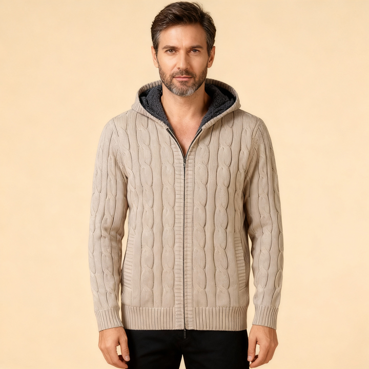 Giorgio Wool Zip Knitted Sweater | Inner Warm Fleece · Oliver Bradley