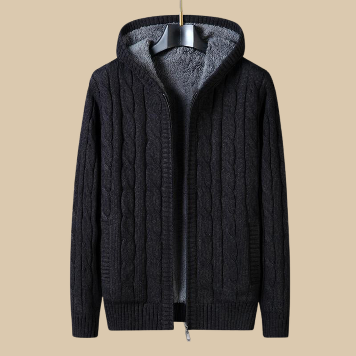 Giorgio Wool Zip Knitted Sweater | Inner Warm Fleece · Oliver Bradley