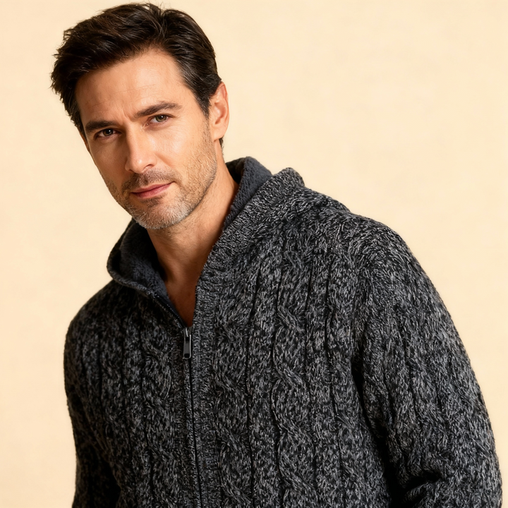 Giorgio Wool Zip Knitted Sweater | Inner Warm Fleece · Oliver Bradley