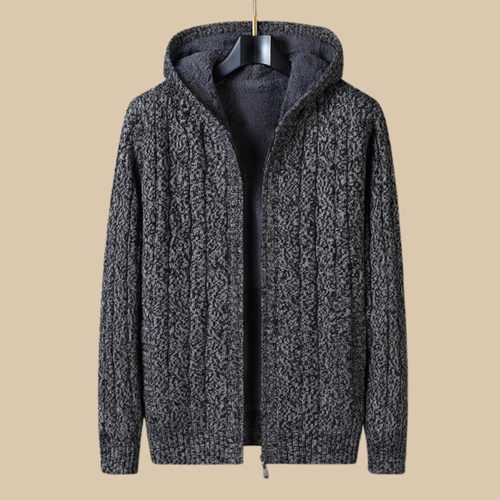Giorgio Wool Zip Knitted Sweater | Inner Warm Fleece · Oliver Bradley