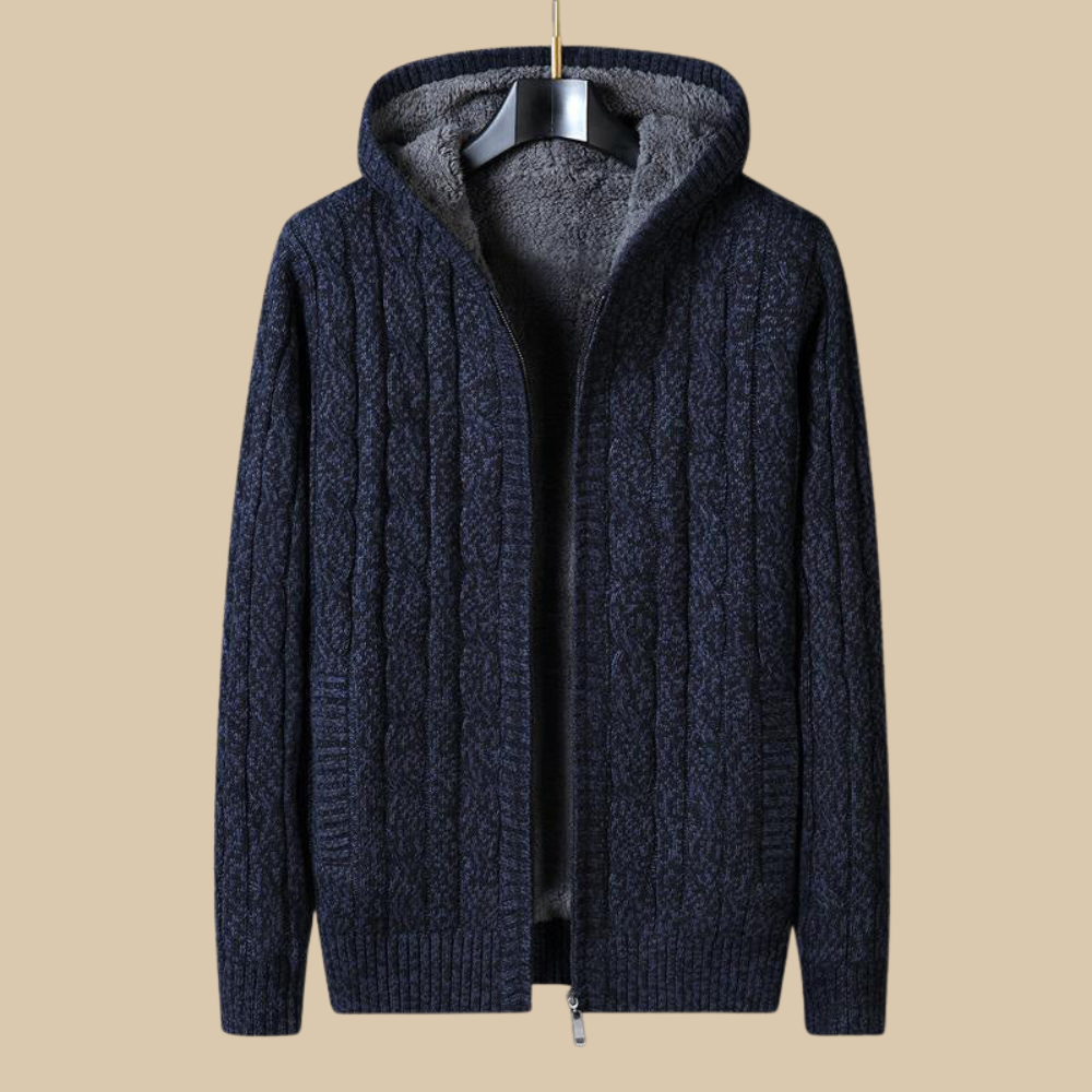 Giorgio Wool Zip Knitted Sweater | Inner Warm Fleece · Oliver Bradley