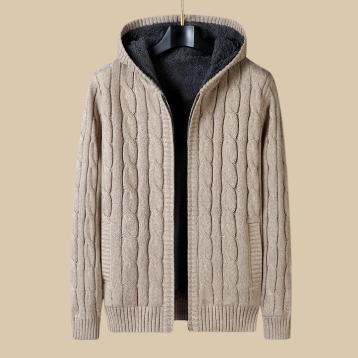 Giorgio Wool Zip Knitted Sweater | Inner Warm Fleece · Oliver Bradley