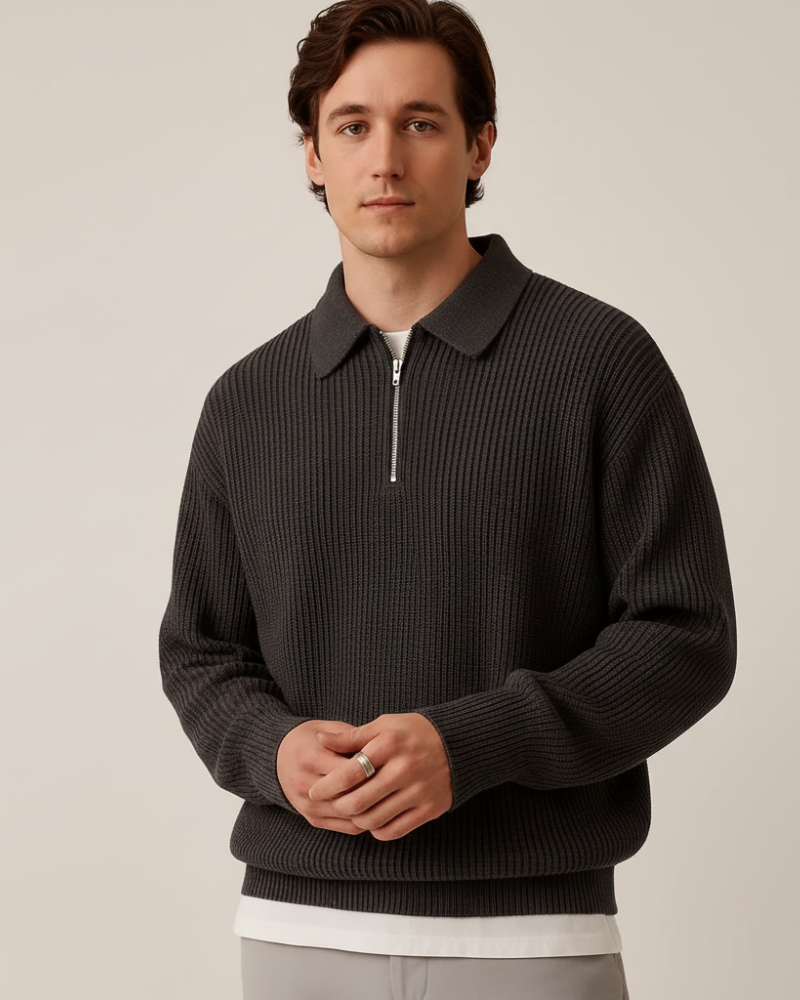 Giovanni Pull Zippé Homme Old Money – Élégant & Confortable pour Automne et Hiver