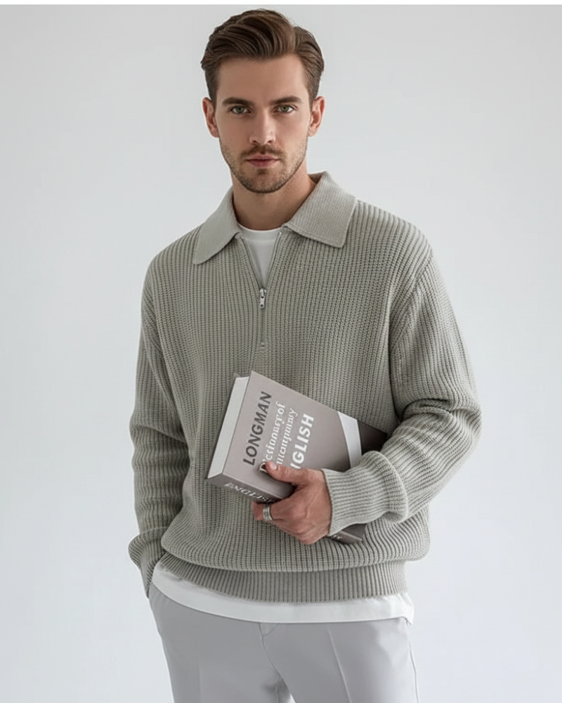 Giovanni Pull Zippé Homme Old Money – Élégant & Confortable pour Automne et Hiver