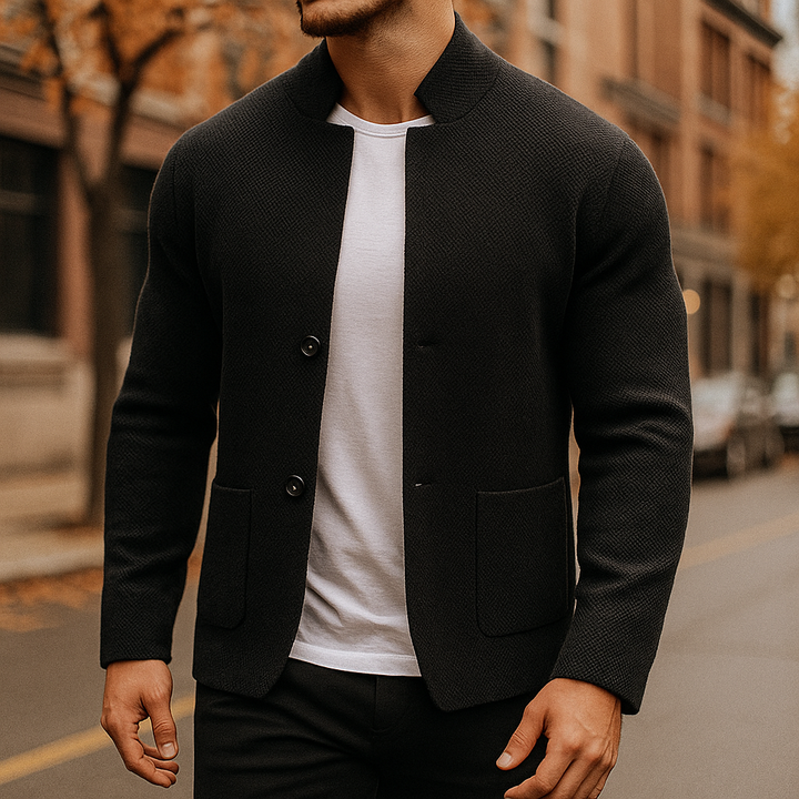 Grigio - Knitted Premium Wool Button Cardigan · Oliver Bradley