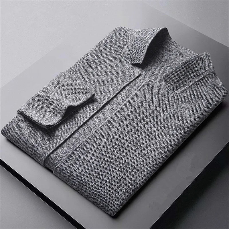 Grigio - Knitted Premium Wool Button Cardigan · Oliver Bradley