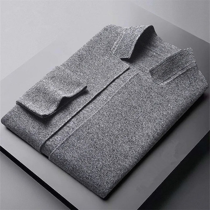 Grigio - Knitted Premium Wool Button Cardigan · Oliver Bradley