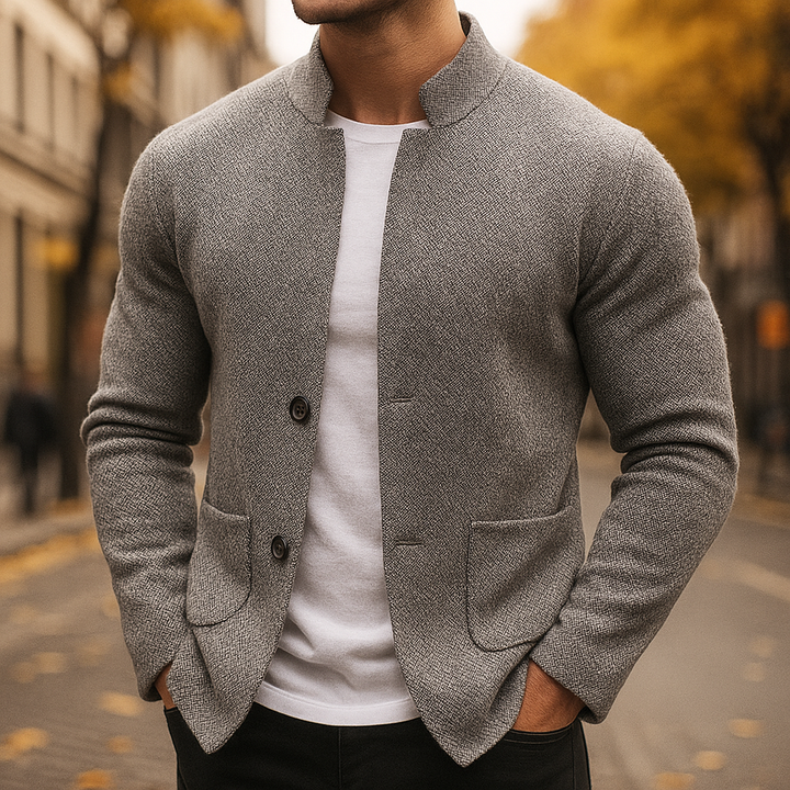 Grigio - Knitted Premium Wool Button Cardigan · Oliver Bradley