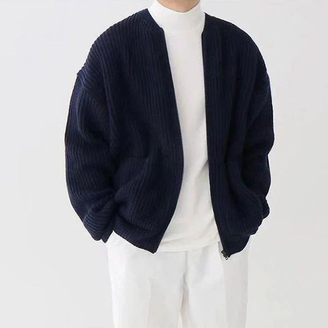 Hans Cardigan Homme – Gilet Décontracté en Maille Côtelée avec Devant Ouvert & Poches Pratiques