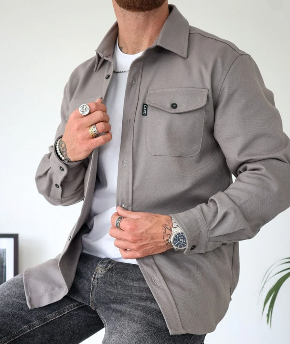 Harley | Men’s Classic Collar Overshirt with Chest Pockets · Oliver Bradley