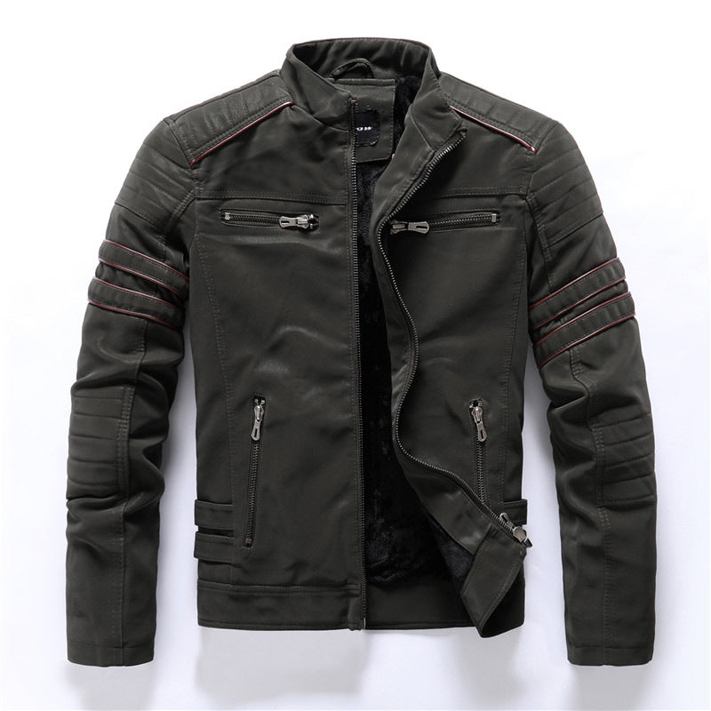Harper | Men’s Motorcycle Jacket with Stand Collar and Zipper Closures · Oliver Bradley