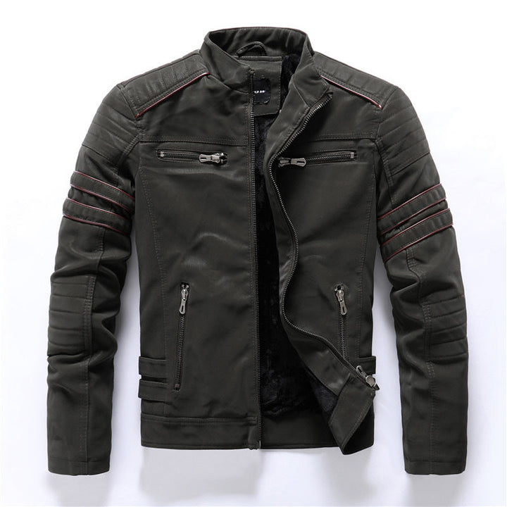 Harper | Men’s Motorcycle Jacket with Stand Collar and Zipper Closures · Oliver Bradley