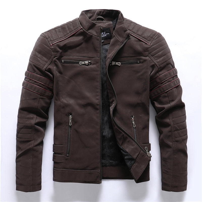 Harper | Men’s Motorcycle Jacket with Stand Collar and Zipper Closures · Oliver Bradley