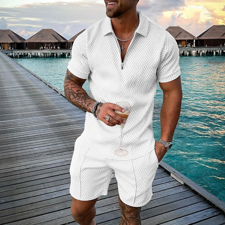 Infinity White Polo Shirt And Shorts Co-Ord · Oliver Bradley