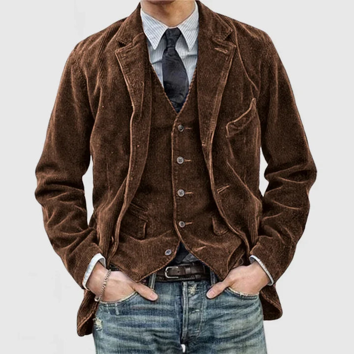 James Blazer Homme en Velours Côtelé – Élégant, Chaud & Polyvalent avec Gilet Moderne