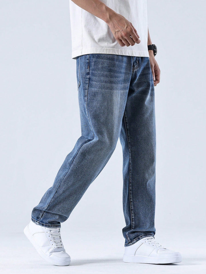Lars | Casual gewassen herenjeans met rechte pijpen · Oliver Bradley