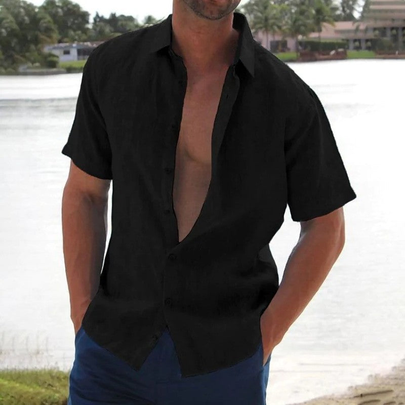 Lars | Linnen casual heren overhemd met korte mouw · Oliver Bradley