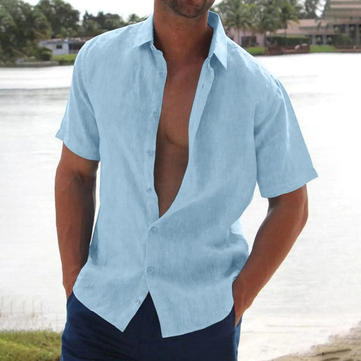 Lars | Linnen casual heren overhemd met korte mouw · Oliver Bradley