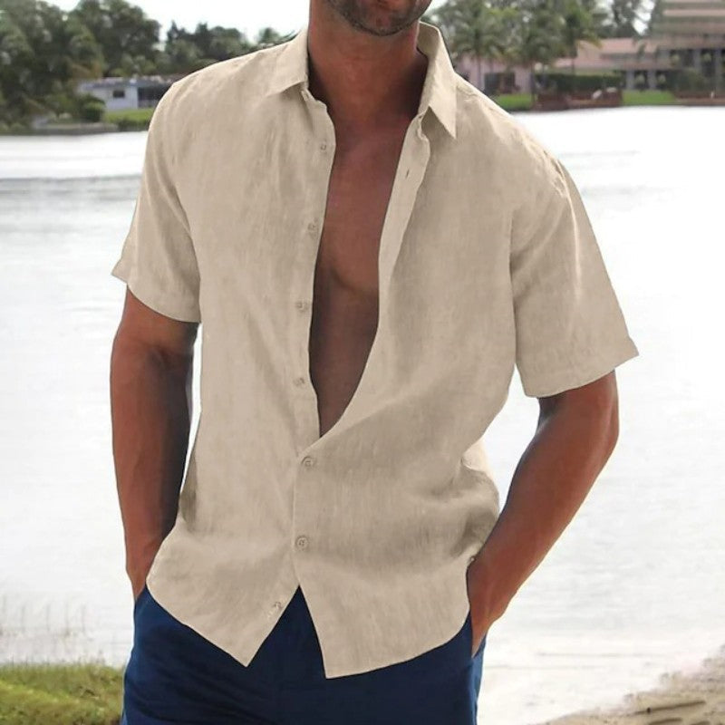 Lars | Linnen casual heren overhemd met korte mouw · Oliver Bradley