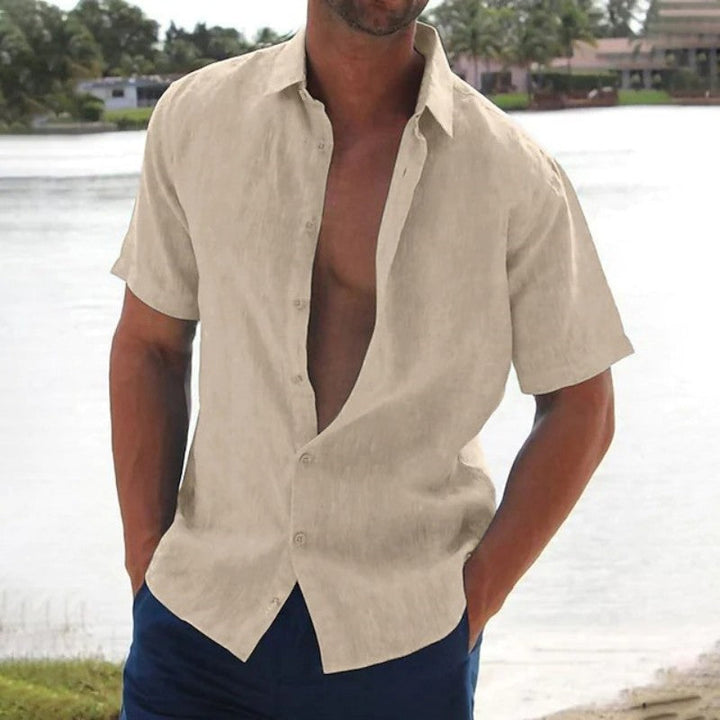 Lars | Linnen casual heren overhemd met korte mouw · Oliver Bradley
