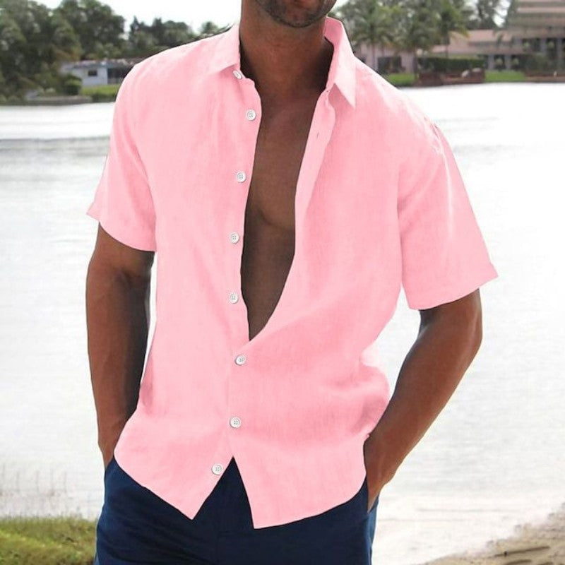 Lars | Linnen casual heren overhemd met korte mouw · Oliver Bradley