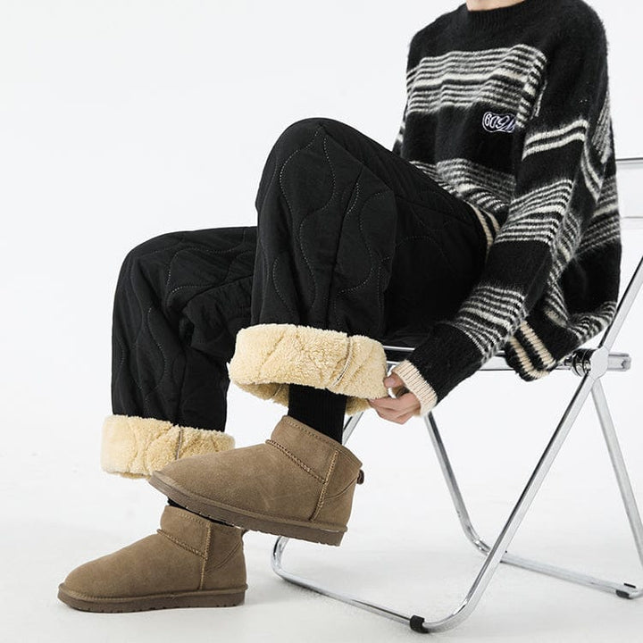 Logan Pantalon Hiver Matelassé Homme – Pantalon Chaud Doublé Polaire avec Coupe Ample & Taille Élastique